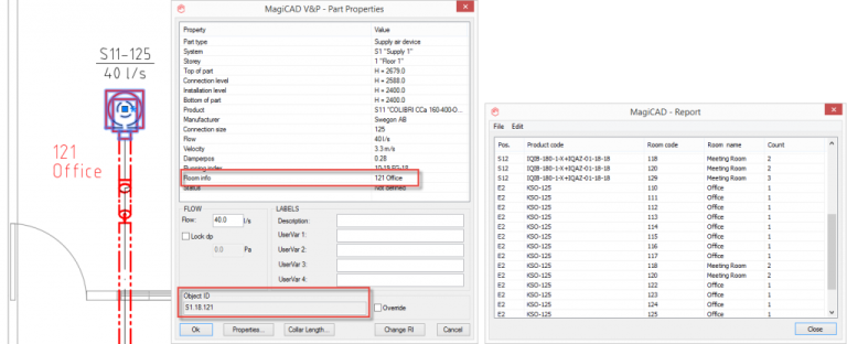 MagiCAD Room Added information to MEP model
