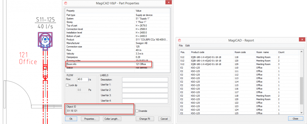 MagiCAD Room Added information to MEP model