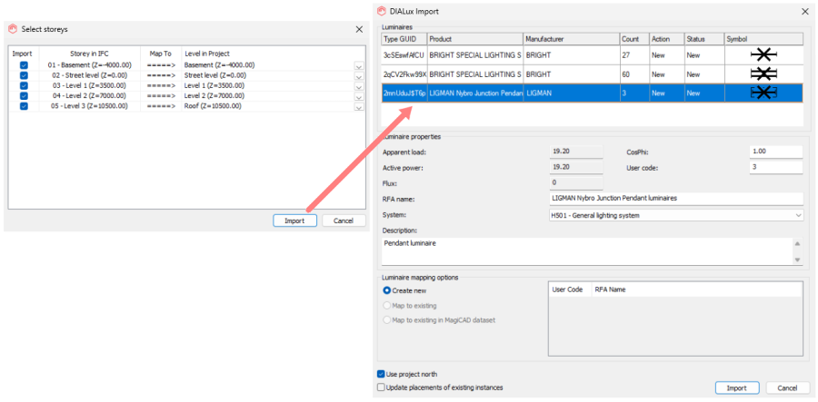 MagiCAD for Revit-Import lighting plans from DIALux evo